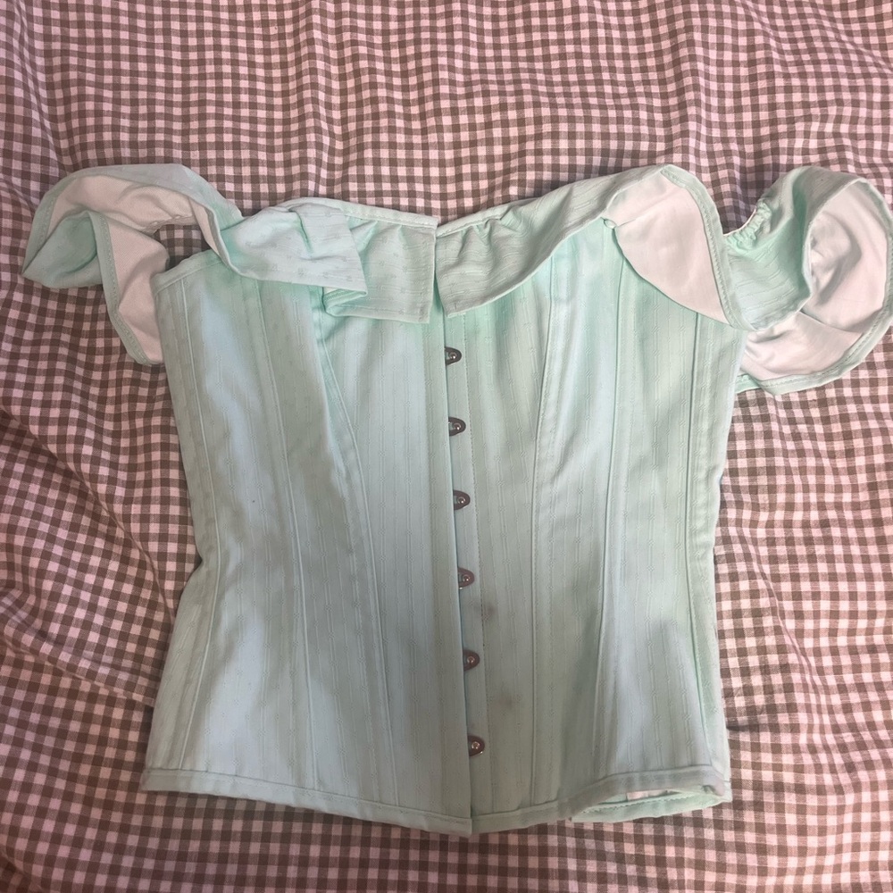 Corset Story Elegant Light Green Off-Shoulder Corset Blouse